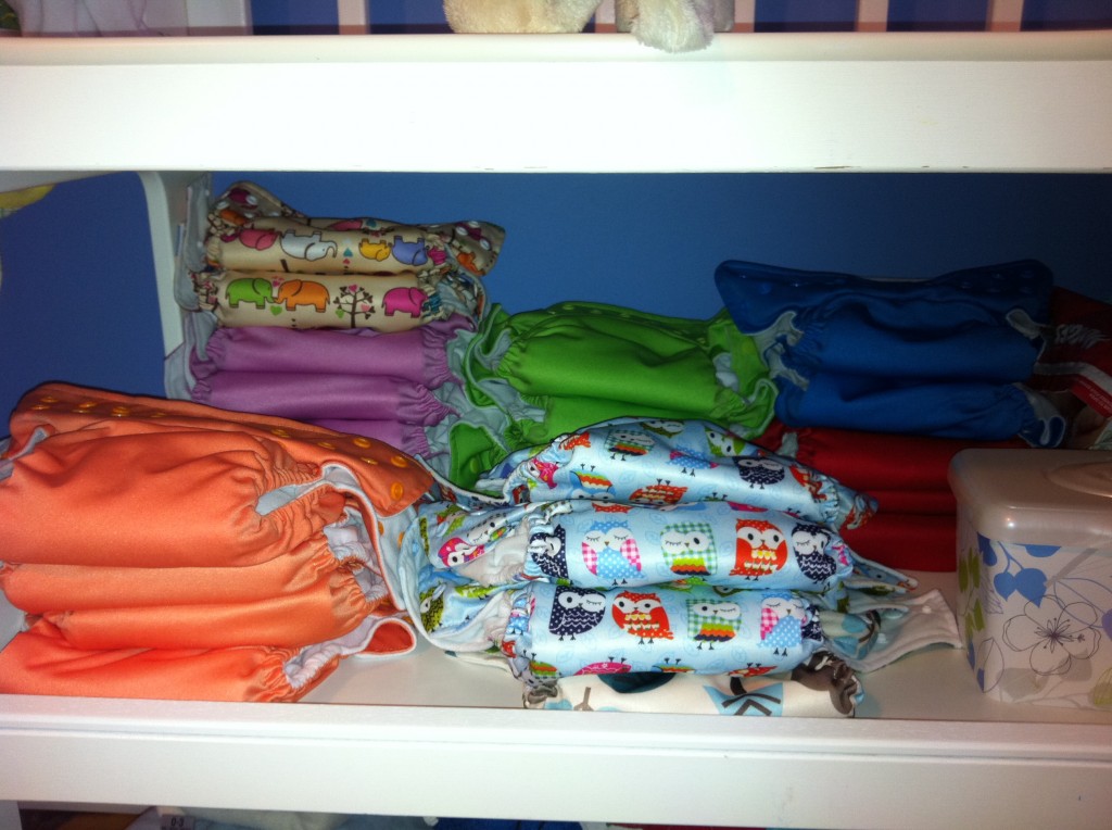 cloth diapers on change table