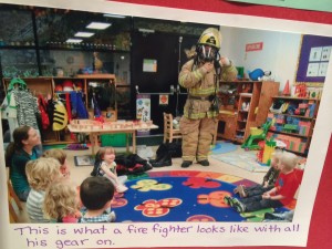 Firefighter at preschool circle