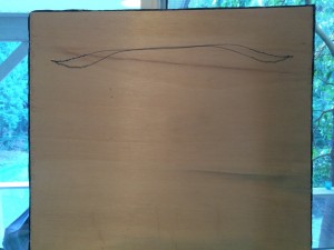 back of wooden board with hanger