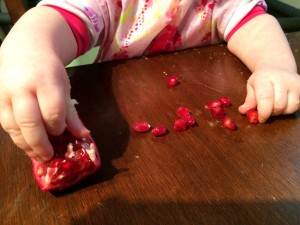 toddler snack of pomegranate gems