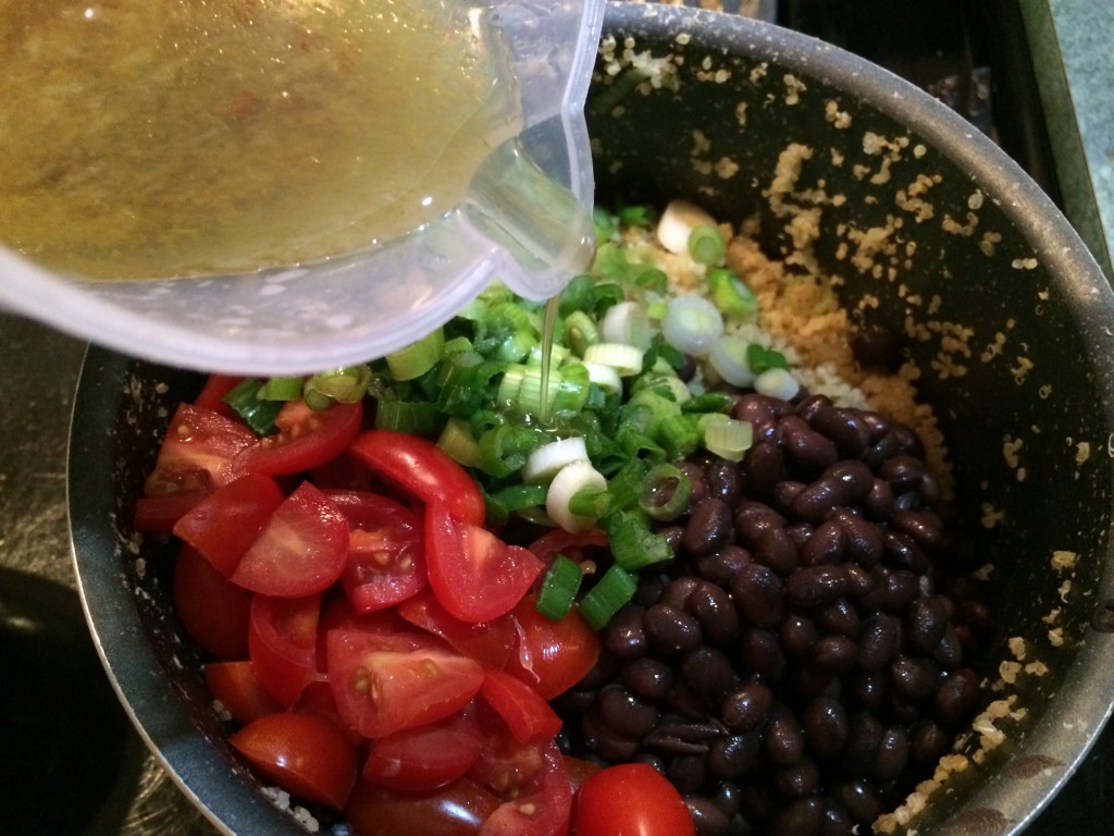 adding dressing to recipe