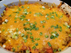 melted cheese and green onions