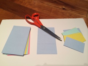 cutting index cards for meal planning