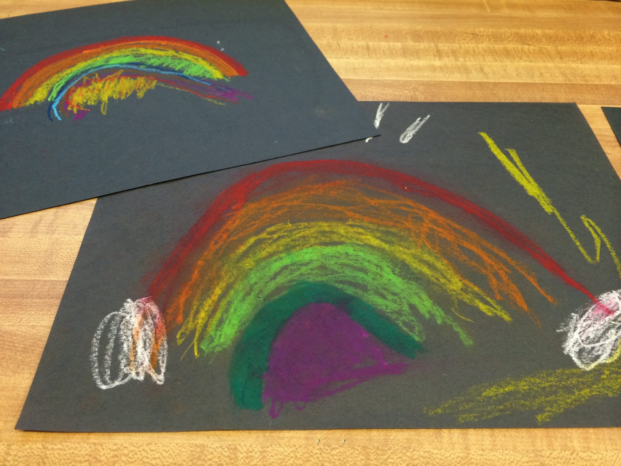 Preschool Art: Pastels on Black Paper