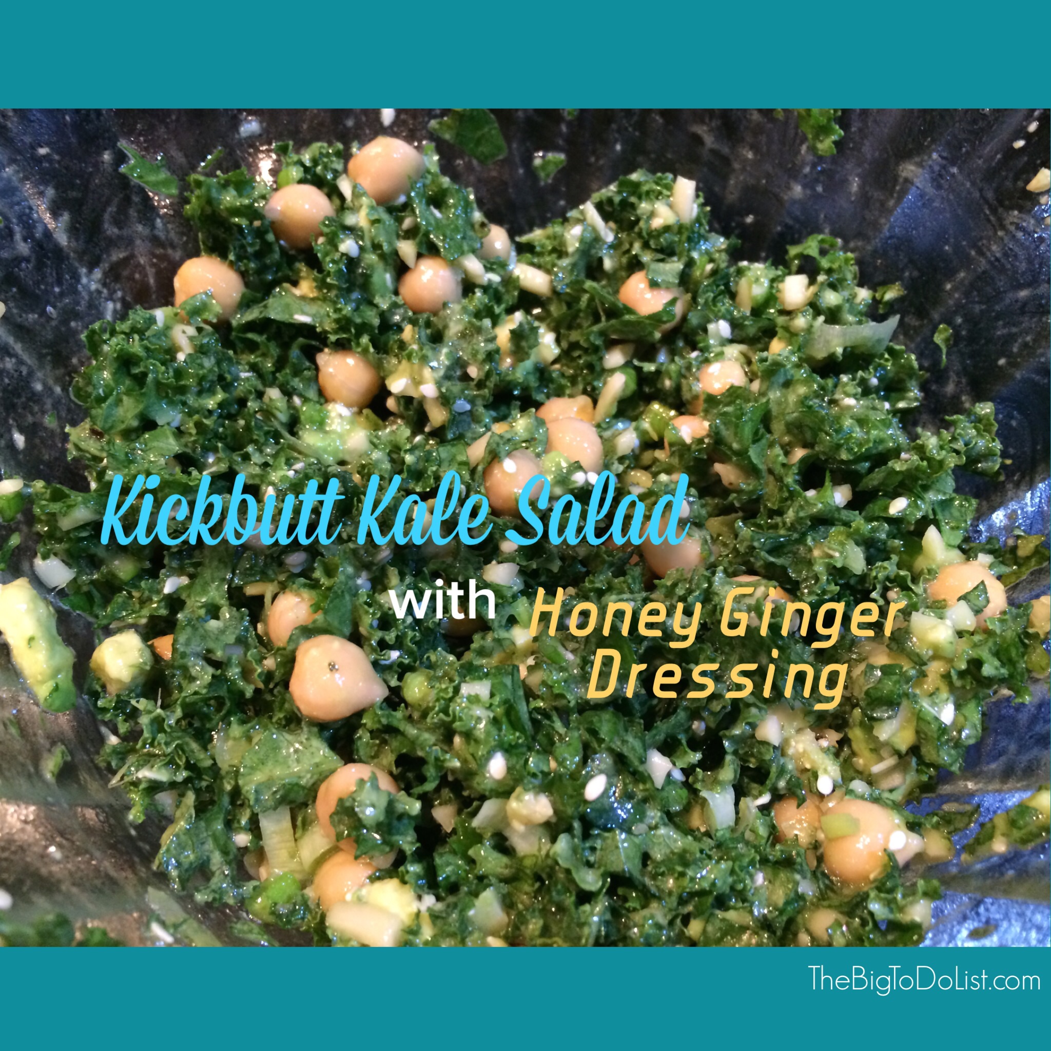 Kickass kale salad with honey ginger dressing