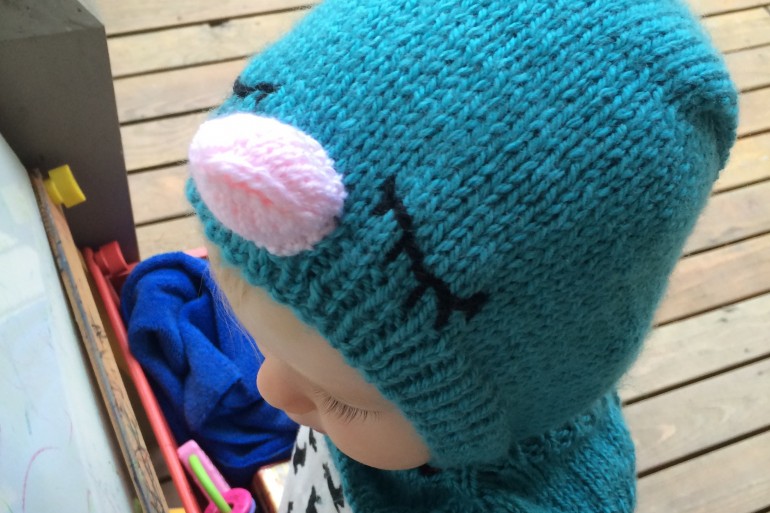 sleepy bluebird knit hat for toddlers and babies