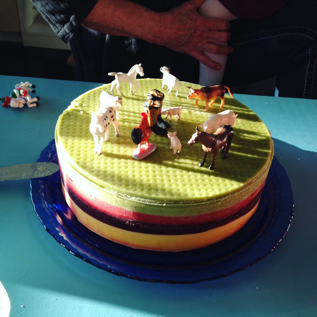 farm themed birthday smoothie cake
