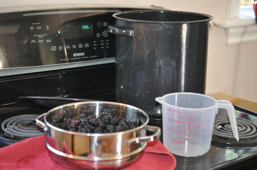 making blackberry jam