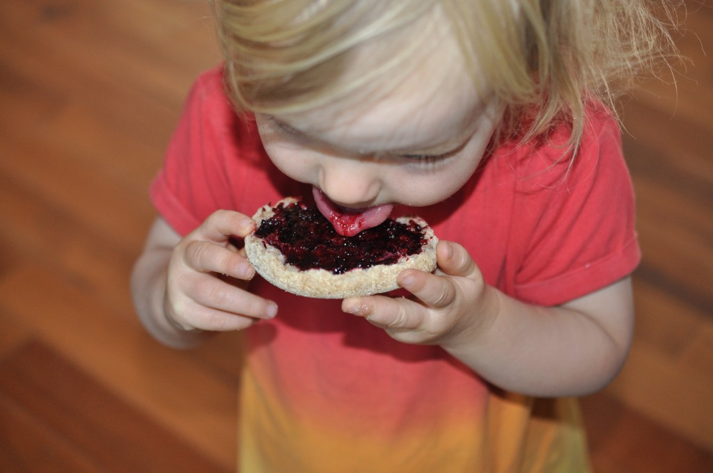 Eating homemade blackberry jam