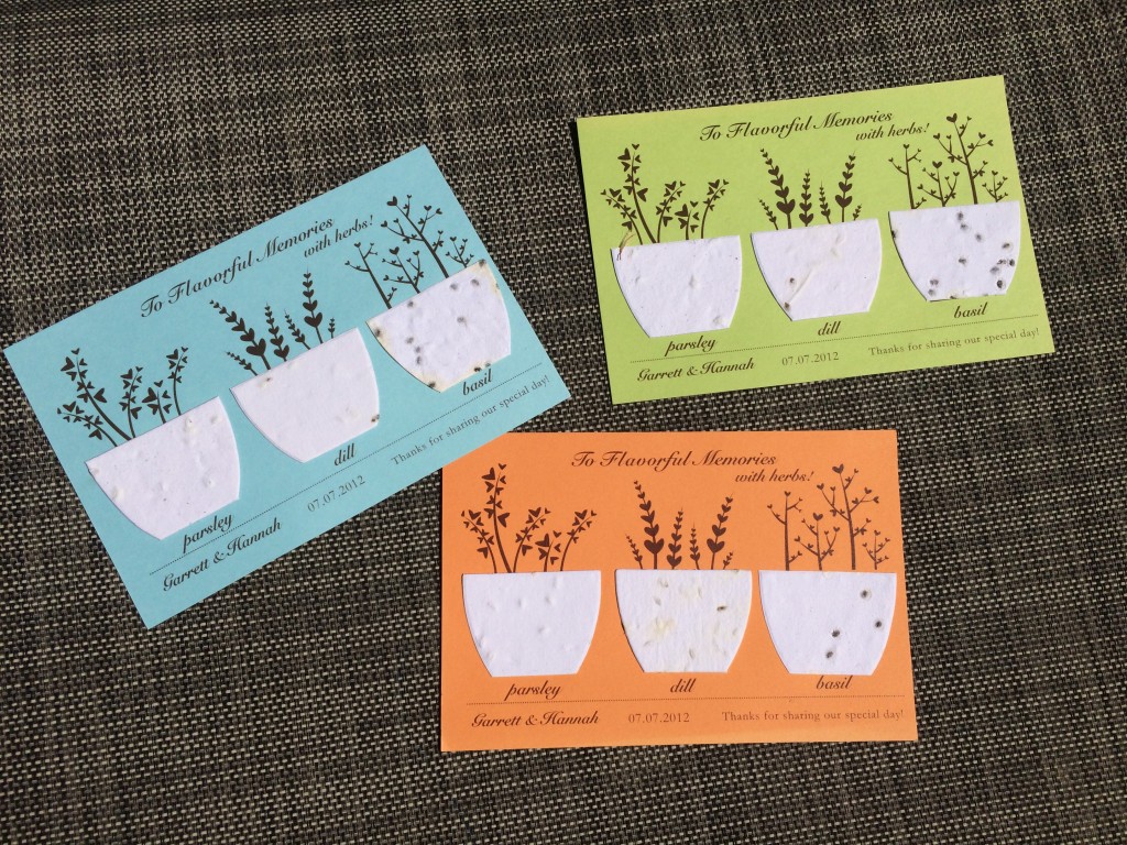 wedding favour plantable herb seed cards