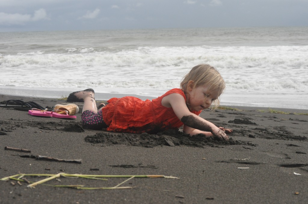 Playa Tarcoles playing in the sand culture and consumerism