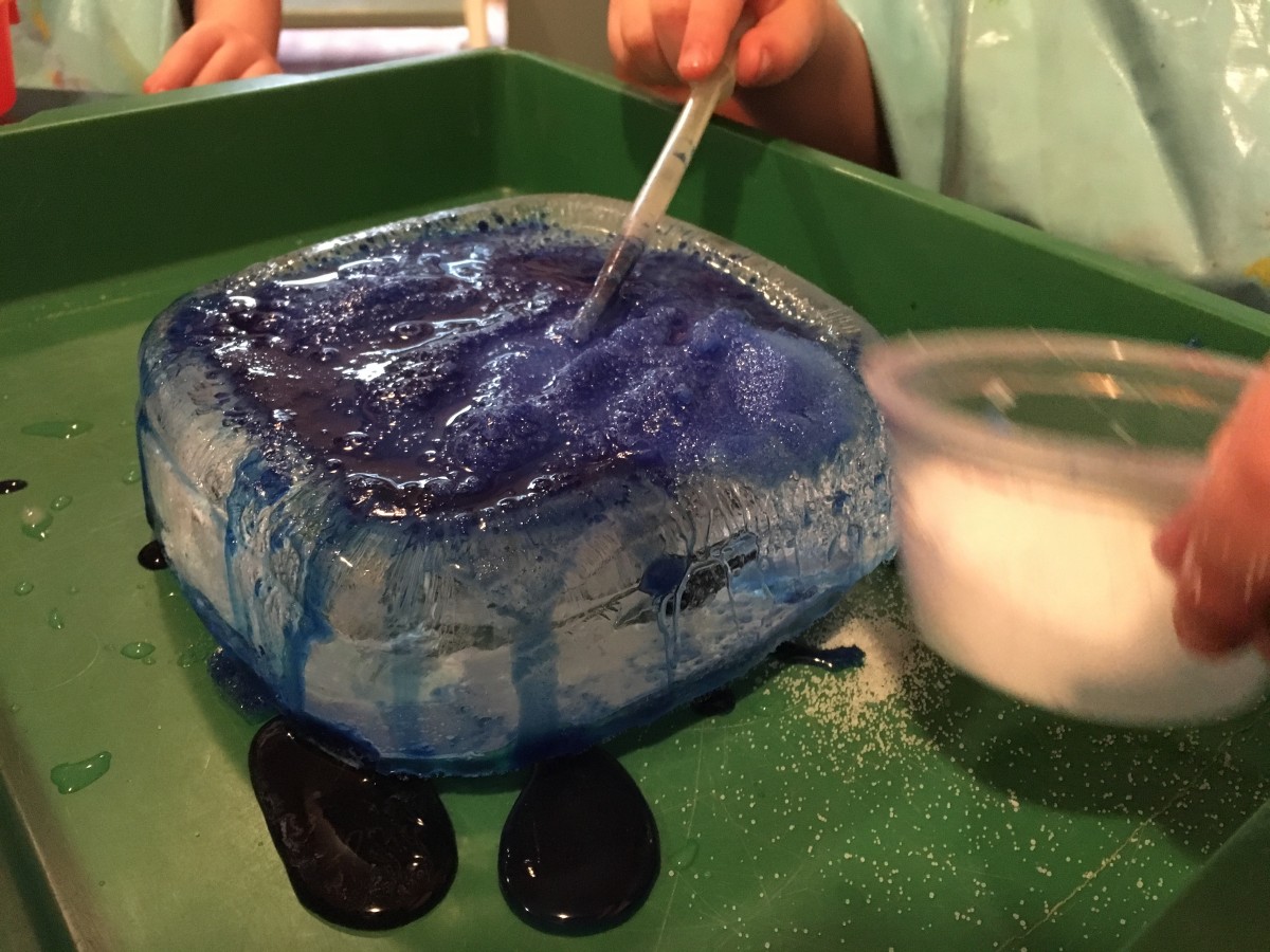 Cool Preschool Science Experiments: Melting Ice with Salt & Colour