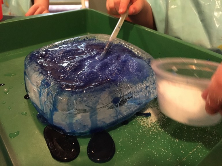 Cool Preschool Science Experiments Melting Ice with Salt & Colour