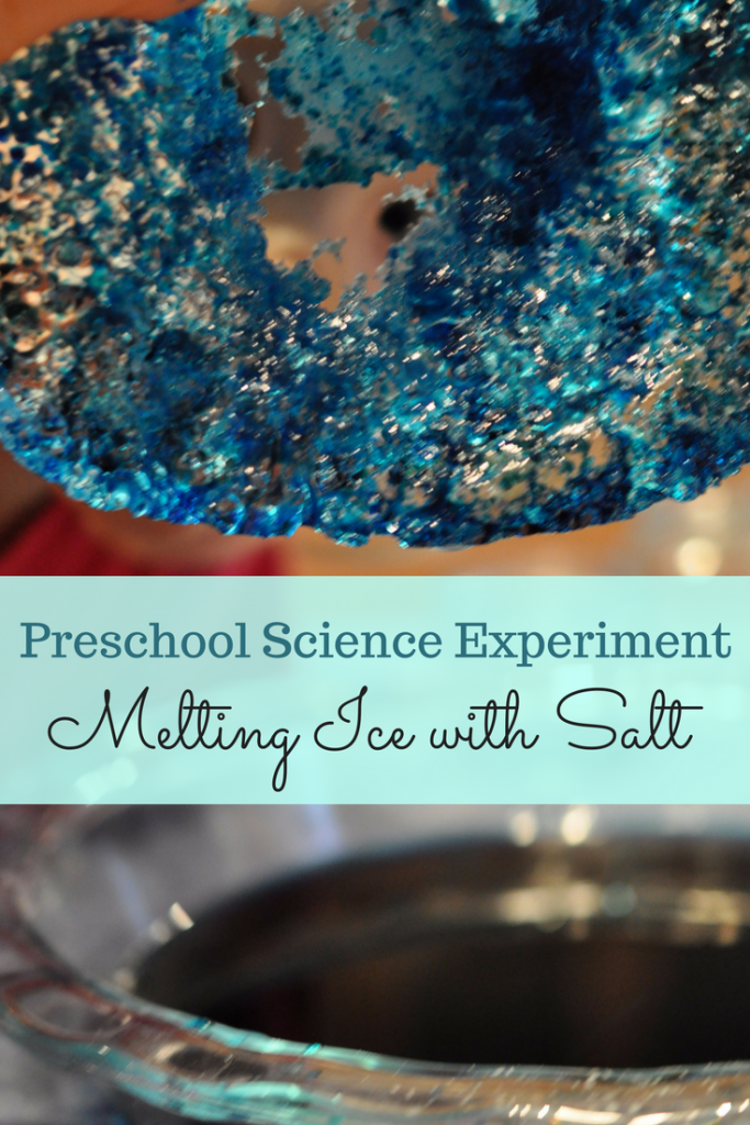 Melting ice with salt - Cool preschool science experiments. 