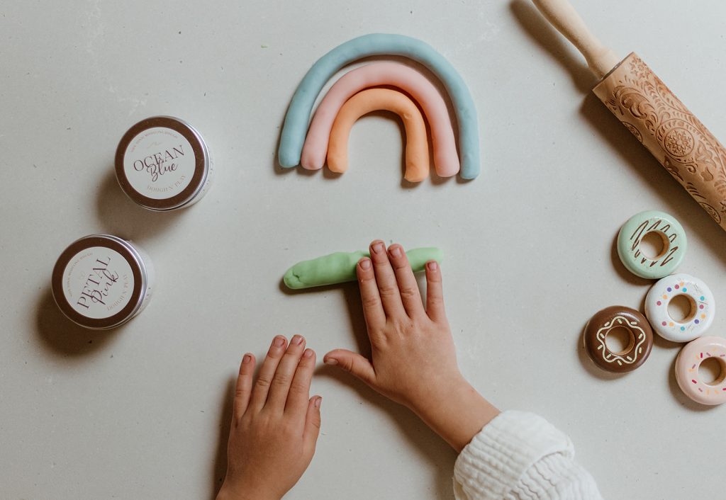 zero waste natural modeling dough non-toxic toys for kids made in BC by small local Canadian business no waste mindful parenting eco-friendly children's product for open-ended imagination play