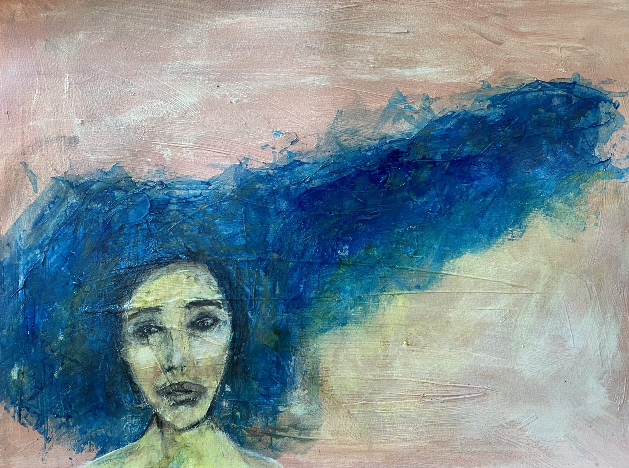 painting emotions artist of faces Sabrina Lloyd's Mondays woman's face with blue hair