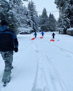 snow play in winter 2021 Vancouver Island BC